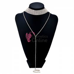 Colier  elegant AS31H Argintiu cu cristale din sticla